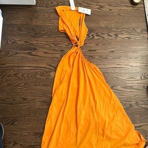 Orange Zara cut out maxi dress